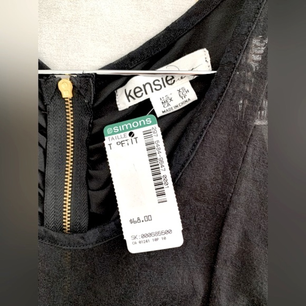 🌟PRICE DROP🌟 NWT! KENSIE DRESS black + gold sheer front back zipper Size XS - Picture 5 of 6